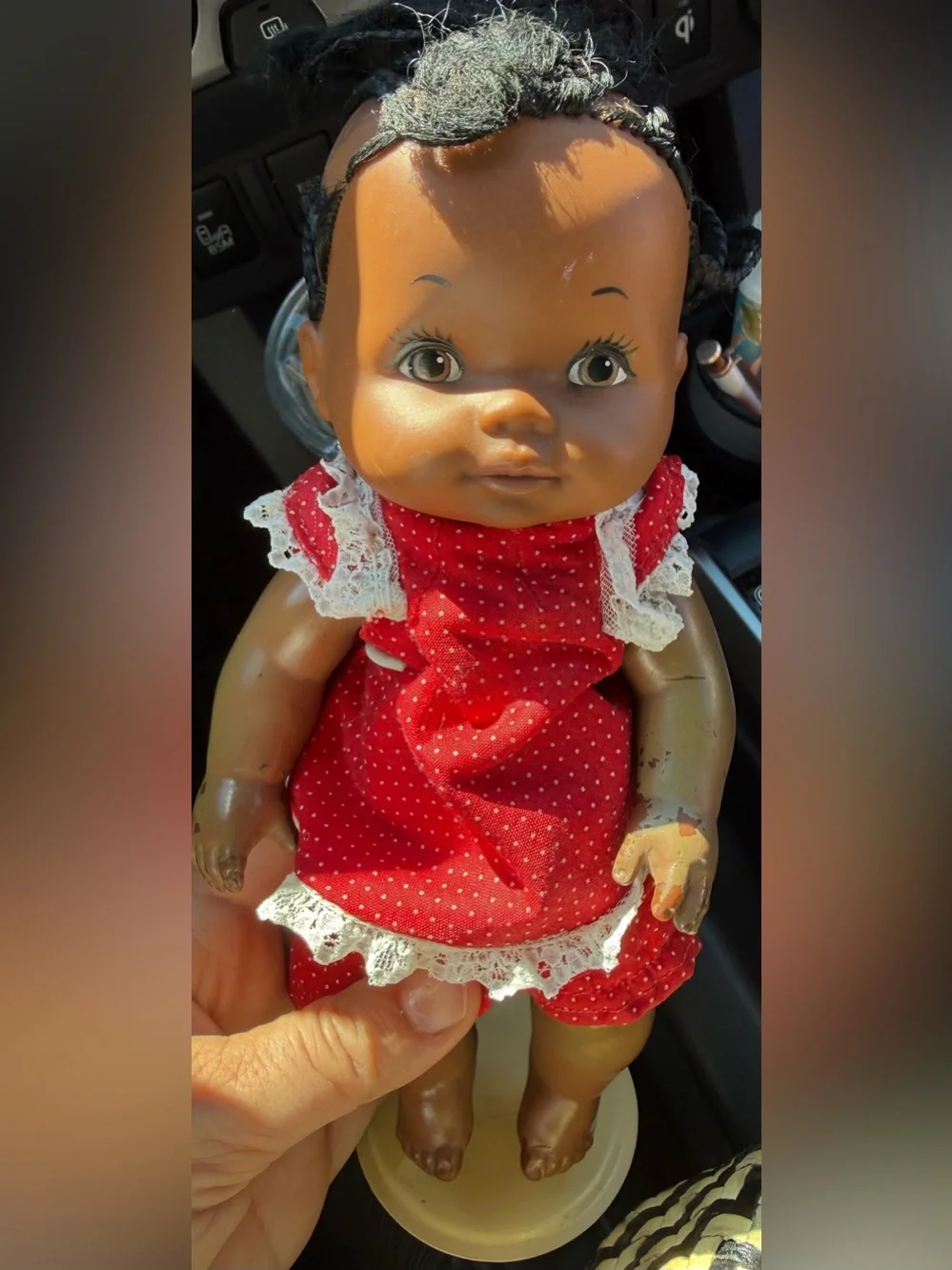 Black baby 1975 SHINDANA AFRICAN AMERICAN DOLL braids red outfit as is